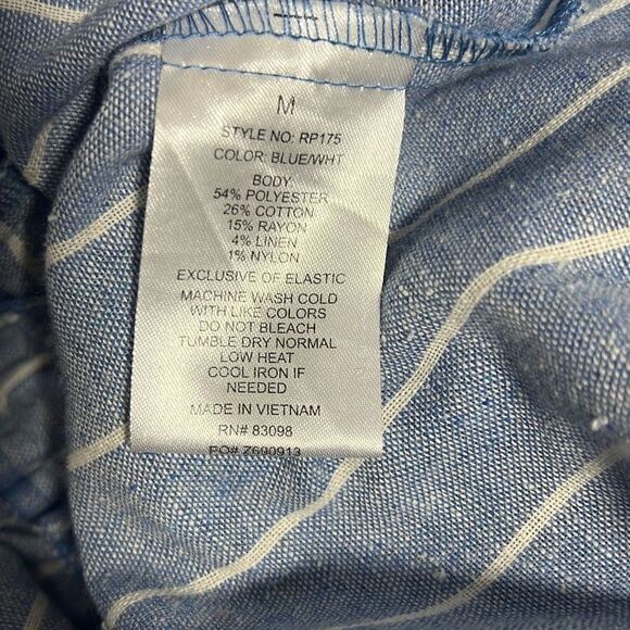 Cisono Women's Sleeveless Spaghetti Strap Waist Tie Striped Blue Jumpsuit Medium - Picture 8 of 11